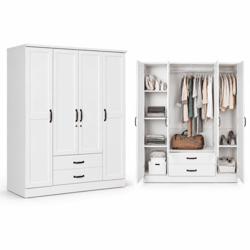 WRL-LV-4D-WHT Wardrobe - White